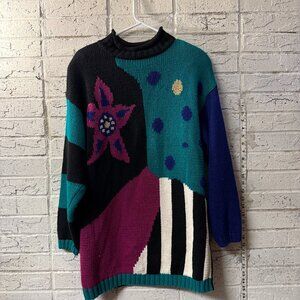 Vintage PASTA by Joyce Abstract Knit Sweater | Size M | Ramie Cotton Blend